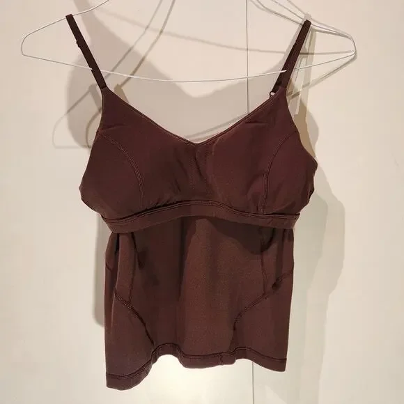 Lululemon Align Chocolate Brown Waist-Length Cami Tank Top Light Support Sz S - Picture 5 of 7